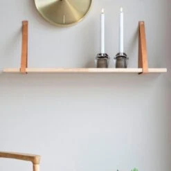 Forno Plank -natuurlijke Olie Met Bruine Lederen Banden - 80x20 Cm -Opbergmeubels Winkel ece498313df04a43b95cfb3c1771bedb