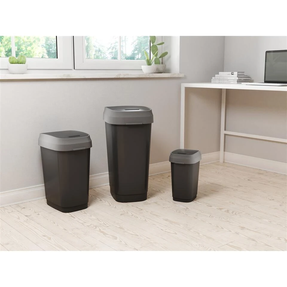 Kis Dual Swing Prullenbak - 10L - Zwart 5 Kis Dual Swing Prullenbak - 10L - Zwart - Afbeelding 3