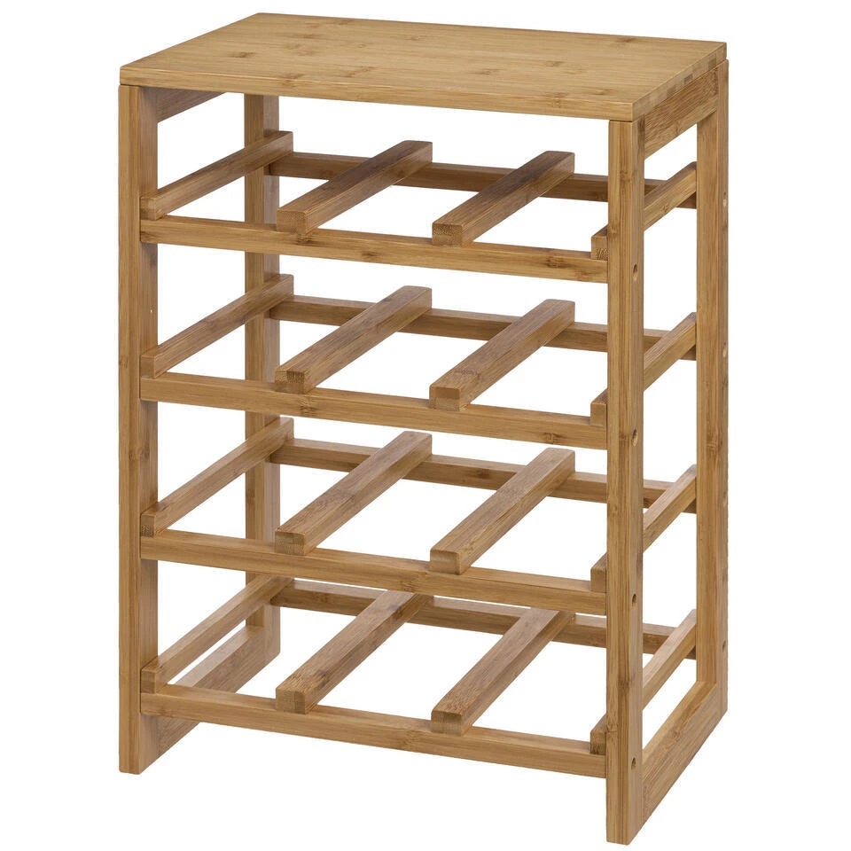 5Five Wijnrek - 4-laags - Bamboe Hout - 12 Flessen - 35 X 24 X 47 Cm 4 5Five Wijnrek - 4-laags - Bamboe Hout - 12 Flessen - 35 X 24 X 47 Cm - Afbeelding 2